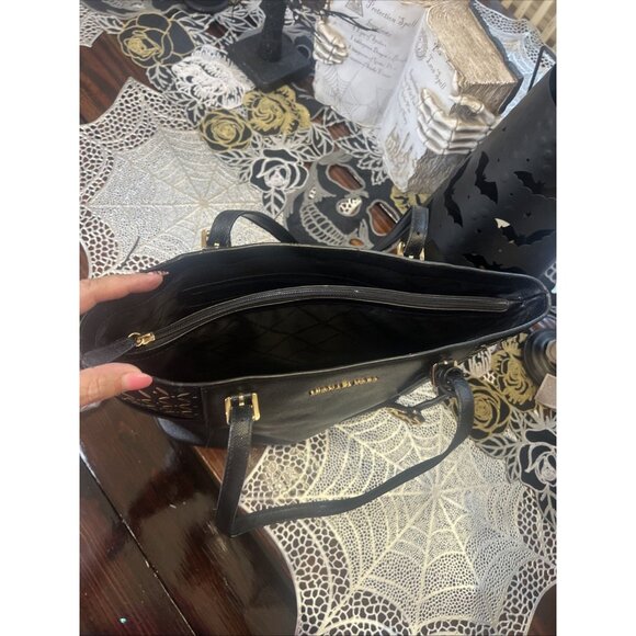 Michael Kors Leather Suede Black Jet Set Travel Tote Handbag Classic Purse - Picture 16 of 16